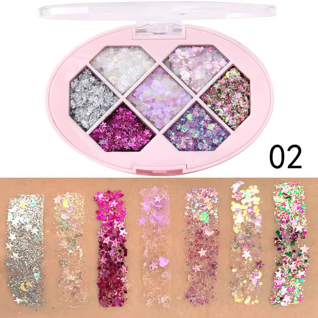NEW Eye 7 Colors Glitter Diamond Sequins Five Pointed Star Fragment Moon Eyeshadow Pigment Professional Eye Makeup Palette