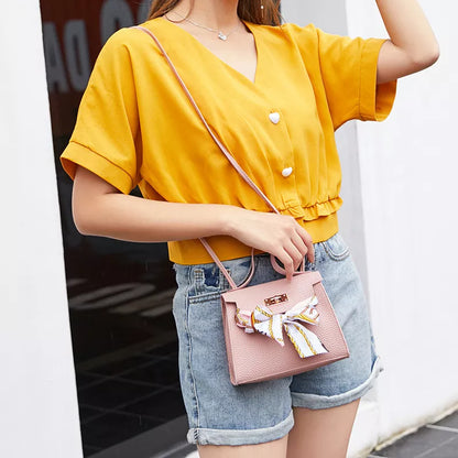 Leather Bow-Knot Shoulder Bag Messenger Purse Bag Women Single Strap Crossbody Handbag Purse Small 5 Colors