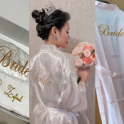 Wedding Bride Bridesmaid Robe Dressing Gown Sexy Women Bathrobe Nightgown Short Sleepwear Casual Flower Kimono Geisha M L XL