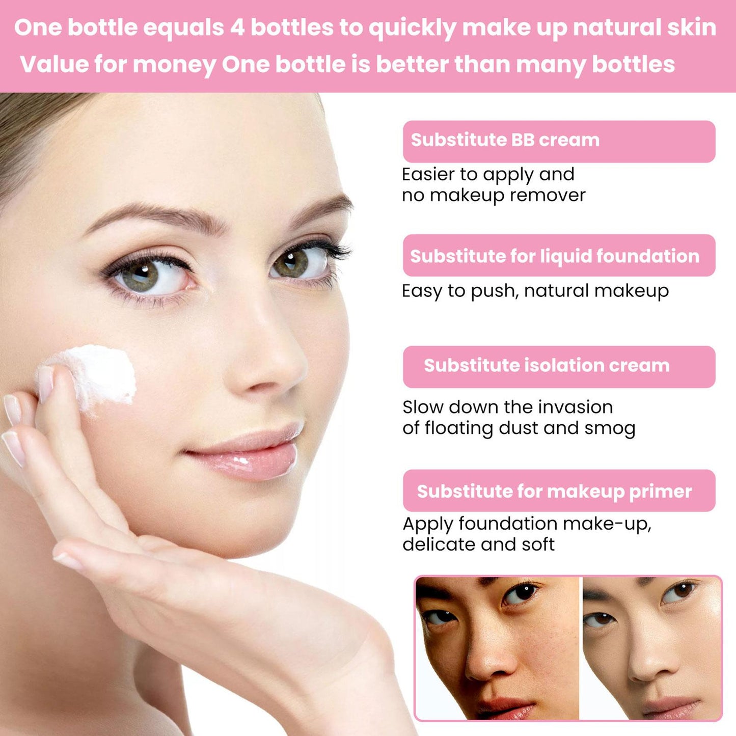 Makeup Primer | Makeup Base Moisturizer | Make Up Primer Cream Powerful Hydration Brighten The Complexion 3 In 1 Tone Up Cream