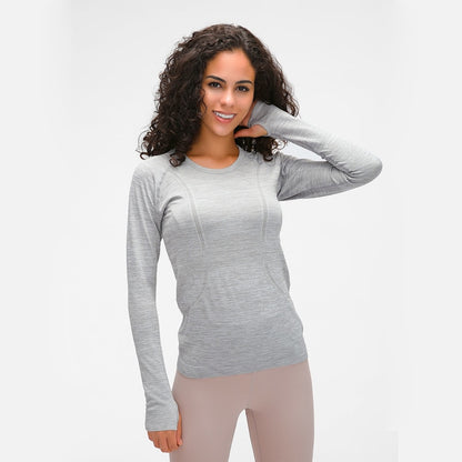 Nepoagym OCEAN Women Yoga Seamless Top Super Soft Long Sleeve Shirt Stretchy Workout Tops Sports Wear for Women Gym