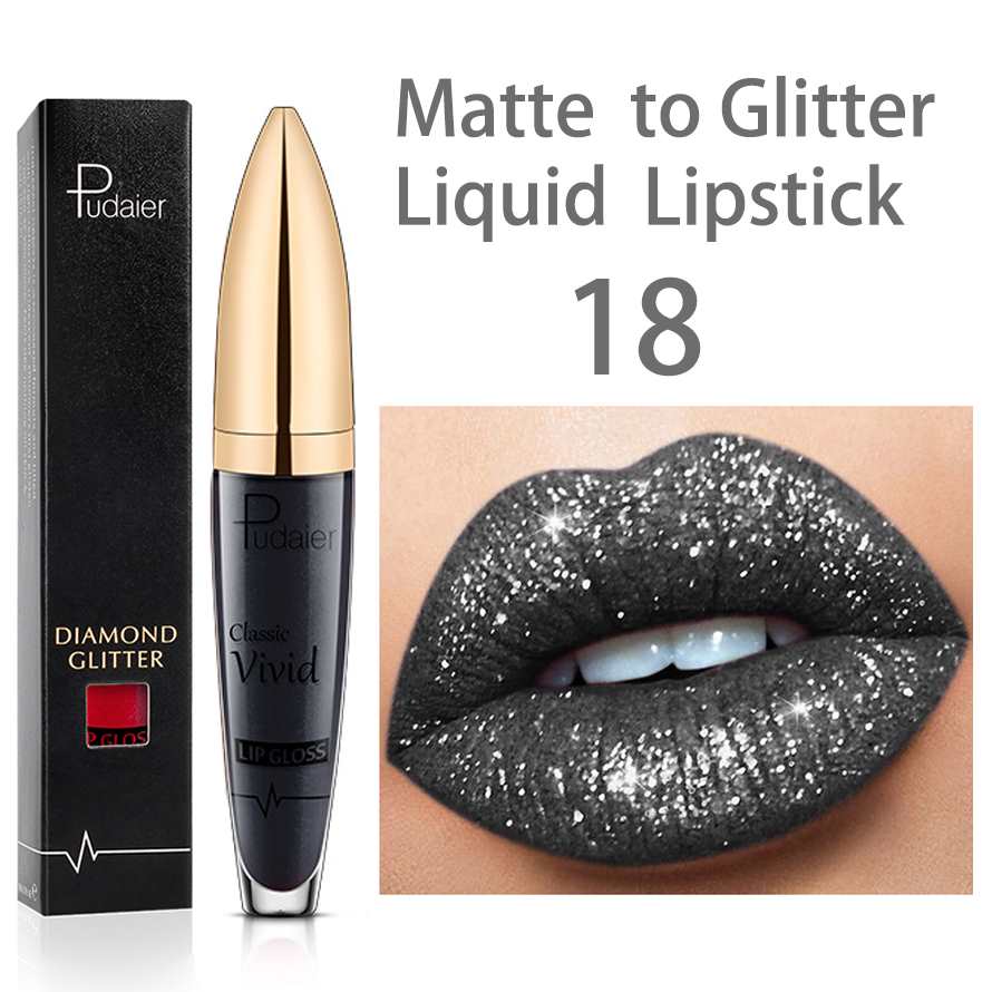 18 Colors Shiny Lip Gloss for Women Long Lasting Matte Glitter Liquid Lipstick Diamond Shiny Lip Gloss Waterproof Lip Makeup