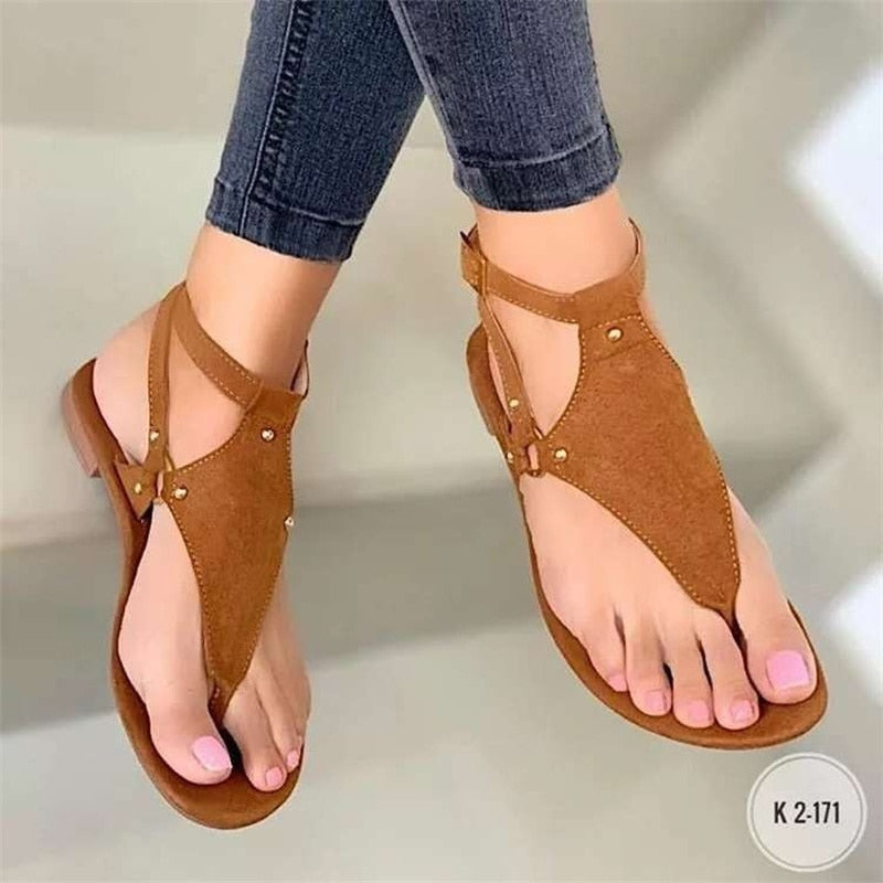 Women&#39;s Sandals 2022 Summer New Outdoor Sexy Beach Solid Color Flip Flops Fashion Pinch Toe Buckle Casual Sandalias De Mujer
