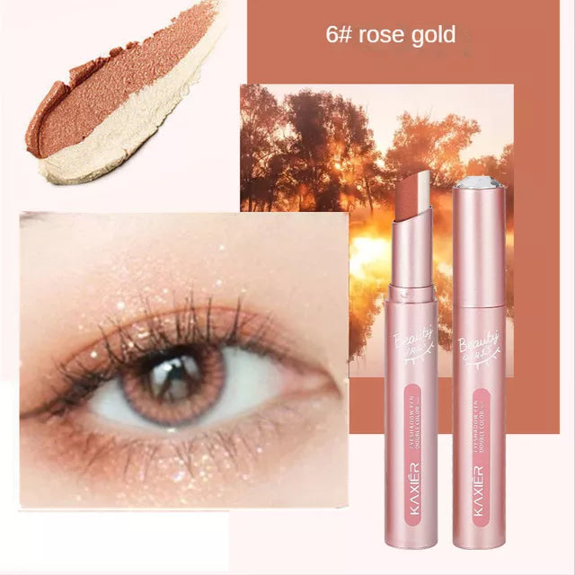 2022New Quality Double Color Gradient Eye Shadow Stick Matte Eyeshadow Waterproof Bicolor Shimmer Cosmetics Beauty Makeup Tool