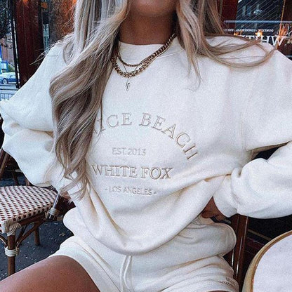 Embroidery Letter White Vintage American Oversized Sweatshirt Women Streetwear New Long Sleeve Casual Girl Tops Winter 2022