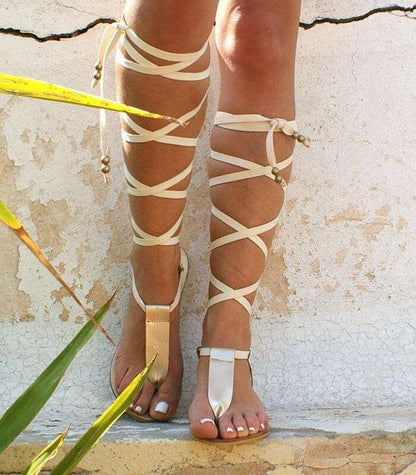 2022 Summer New Sandals Beach Flat Cross Tie Sexy Clip Toe Fashion Gladiator High Heels Casual Strap Free Shipping Roman Sandals