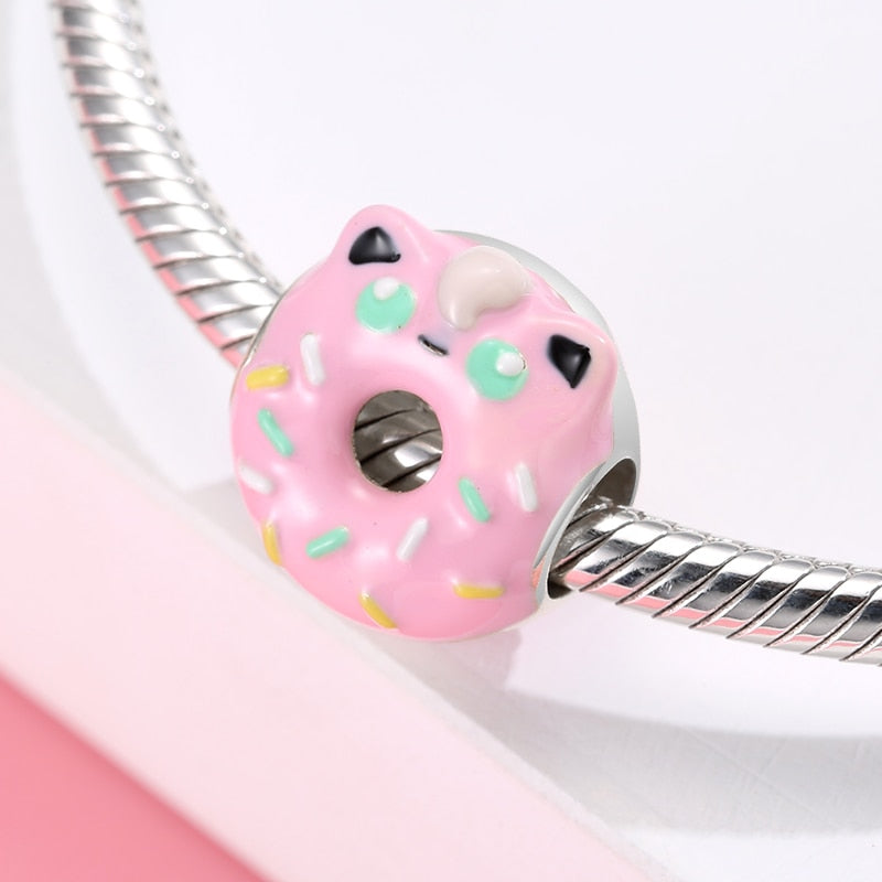 Authentic 925 Sterling Silver Charms for Bracelet Animal Donuts Cake Round Shape Jewelry Making Diy Designer Accessories Gifts