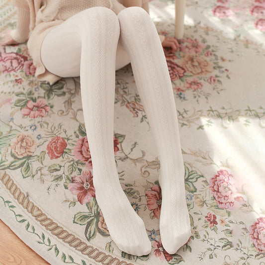 Lolita White Stockings Women Sexy Heart Pantyhose Cotton Long Stocking Female High Tights Dress medias de mujer