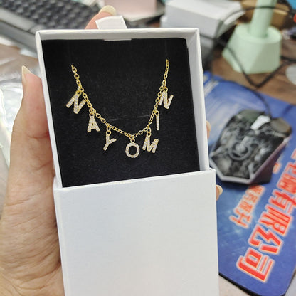 DODOAI Custom Diamond Necklace, Pave Crystal Letter Necklace,Personalized Name Necklace ,diamond letter pendant necklace Jewelry