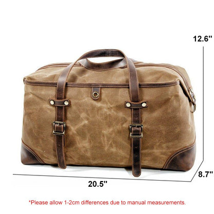 Vintage Leather Canvas Carry On Shoulder Handbag for Women Overnight Weekender Bag for Travel XM69