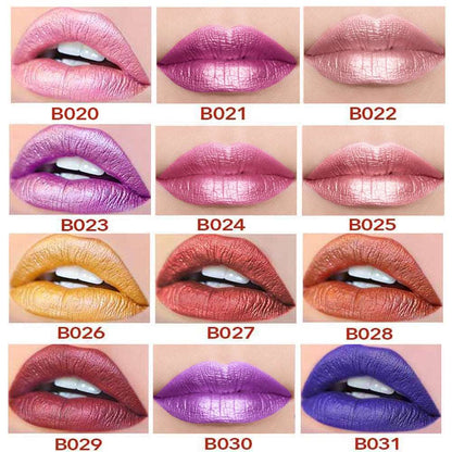 12 Colors Matte Glitter Lipstick Pink Nude Matte Gliter Waterproof Kissproof Glitter Flip Lipstick Orange Dropshipping
