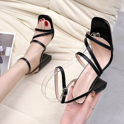 Sexy Women&#39;s High Heels 2022 Summer New Fashion Open Toe Luxury Designer Party Sandals Casual Square Toe Narrow Band Women Pumps