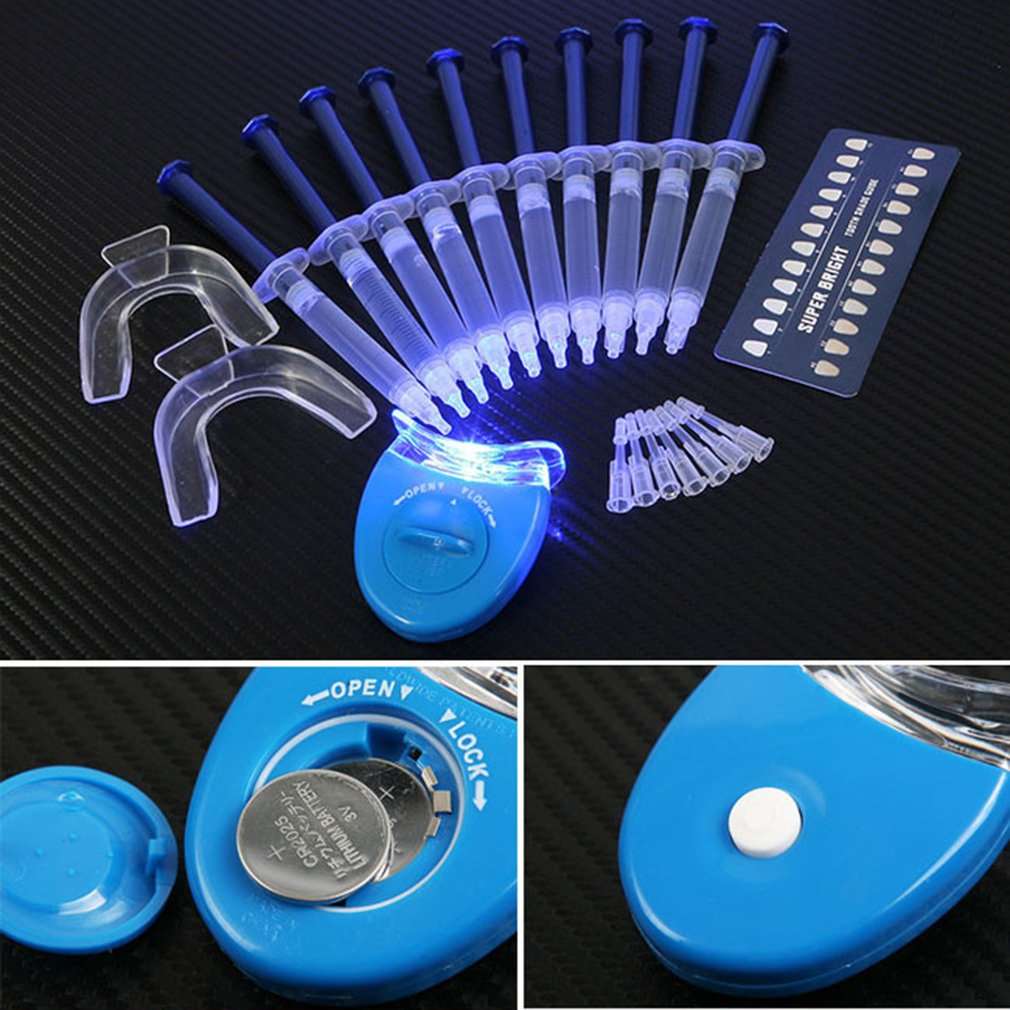 10Pcs / Set Teeth Whitening Gel Kit Blue Cold Light Dental Tray Oral Care Dental Instrument Dentist Whitener Bleaching Tools