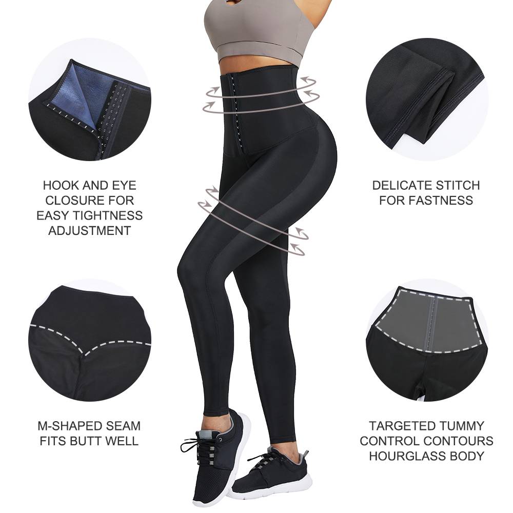 Women High Waist Neoprene Slimming Leggings Waist Trainer Sauna Tummy Control Workout Pants Fitness Shapewear With Hooks