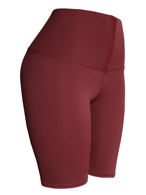 EtherealBe maroon biker shorts style fitness leggings with high waist tummy control and supportive seam detailing