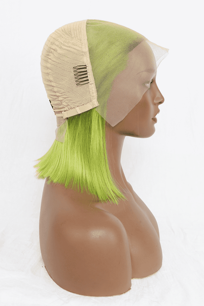 12" 140g Lace Front Wigs Human Hair in Lime 150% Density