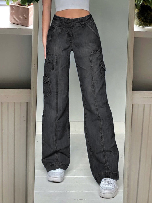 EtherealBe Boyfriend Jeans with Pockets in Dark Wash, Featuring a Relaxed Fit and Casual Style