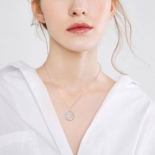Wolf Necklace 925 Sterling Silver Forest Moon Wolf Necklace for Women Charm Animals Jewelry Gift