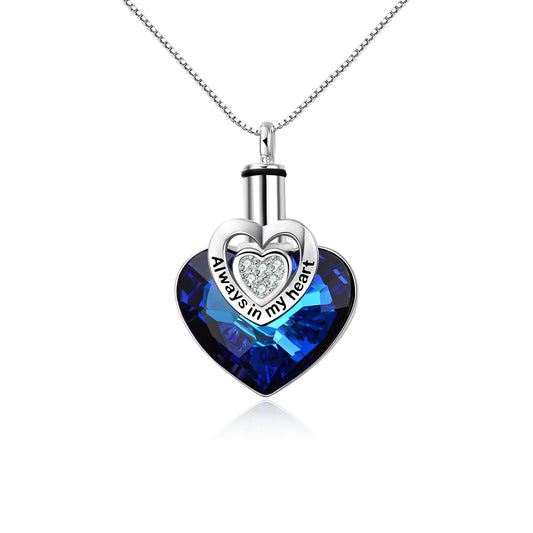 S925 Sterling Silver Heart Embellished with Crystals from Austria Necklace