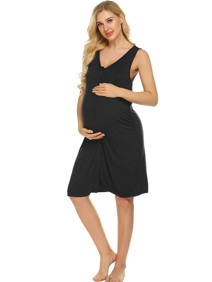 Women's sleeveless maternity nightdress home clothes lactation dress