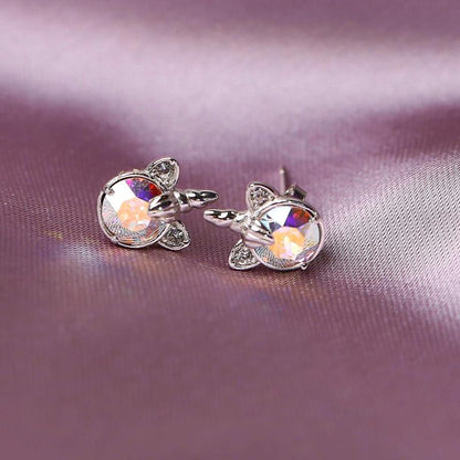 Sterling Silver Unicorn Earrings Aurore Boreale Crystal from Austria Hypoallergenic Stud Earrings Gifts for Women