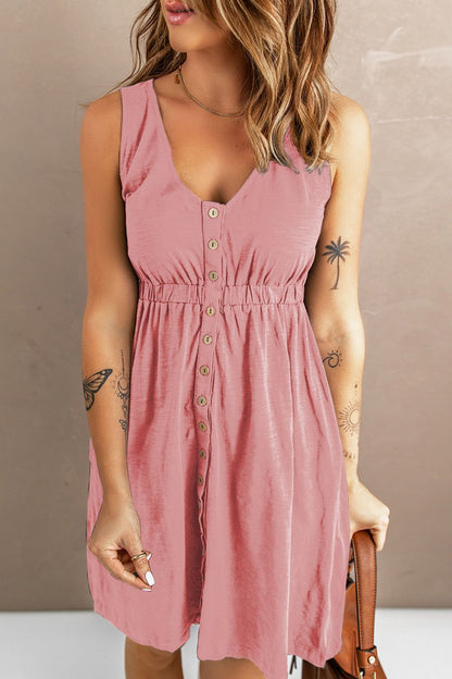Sleeveless Button Down Mini Dress