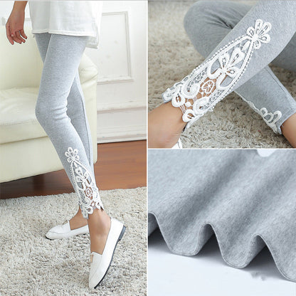 Triangular Side Lace Carving Slimming Leggings
