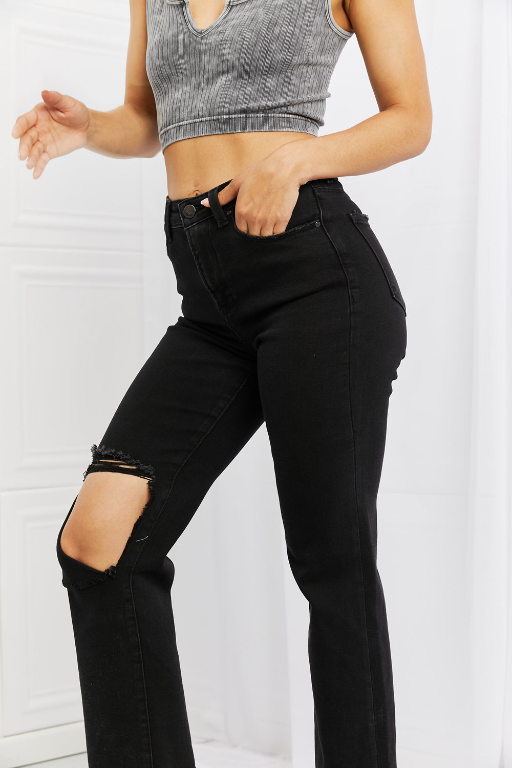 RISEN Full Size Yasmin Relaxed Distressed Jeans