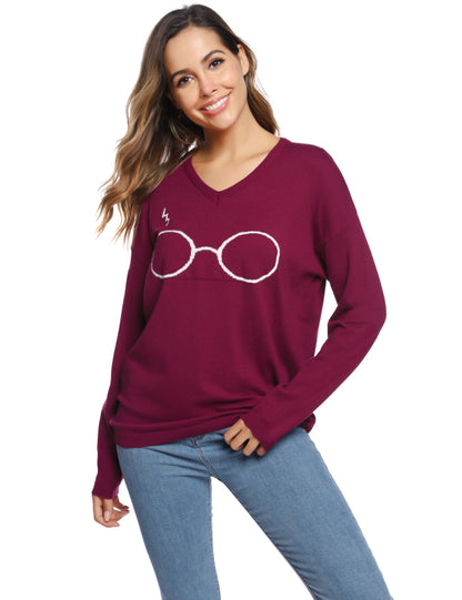 Women's Loose Glasses Sweater