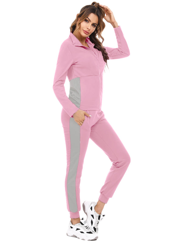 Casual/ Comfortable And Stylishcolor Block Sports Suit