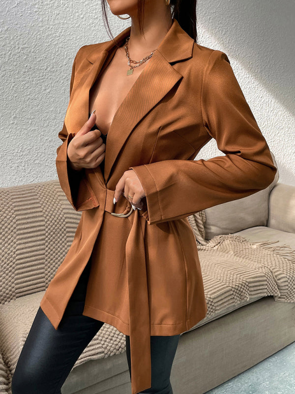 Woman'S Autumn And Winter New Fashion Lapel Slim Cardigan Temperament Suit Jacket