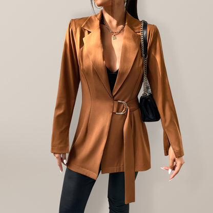Woman'S Autumn And Winter New Fashion Lapel Slim Cardigan Temperament Suit Jacket