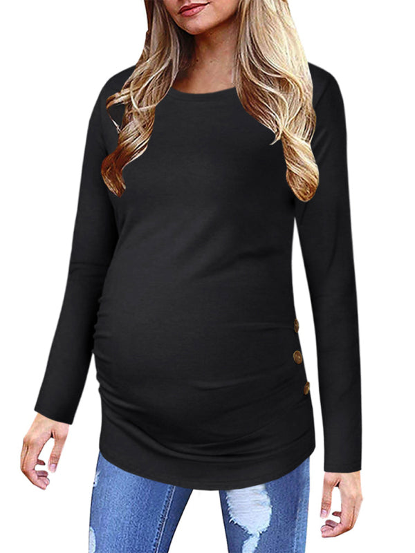 Women’s Maternity T-shirt Designed With Ruched With Side Buttons Top