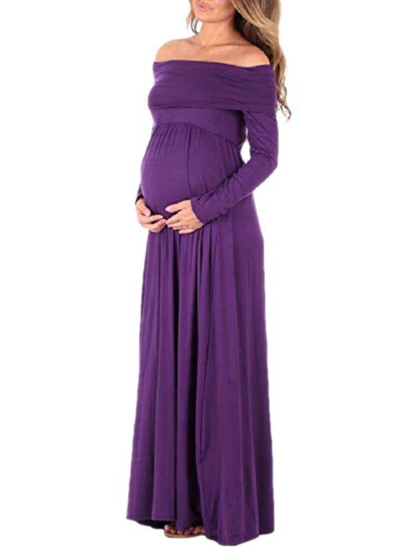 Maternity clothes-one collar long sleeve dress
