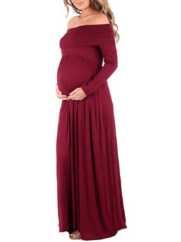 Maternity clothes-one collar long sleeve dress