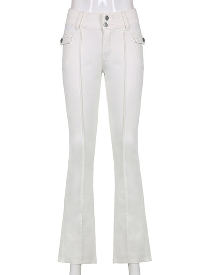 EtherealBe slim fit flare pants with pockets in white for a stylish and comfortable look